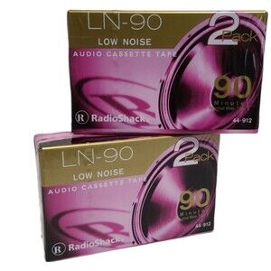 2 RadioShack LN-90 Low Noise Audio Cassette Tapes 2 Pack 90 Minutes (4 tapes)